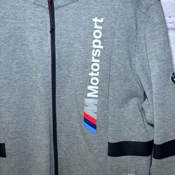 Puma Men's BMW Motorsport Hooded Sweat Jacket Gray Full Zip - Size XXL - Picture 3 of 16